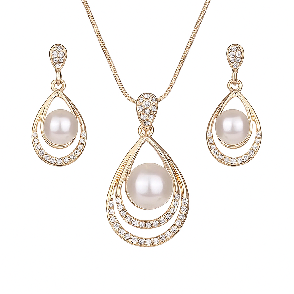 Necklace and Earring with Pearls