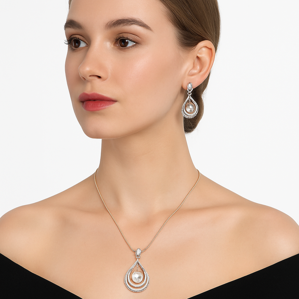 Necklace and Earring with Pearls
