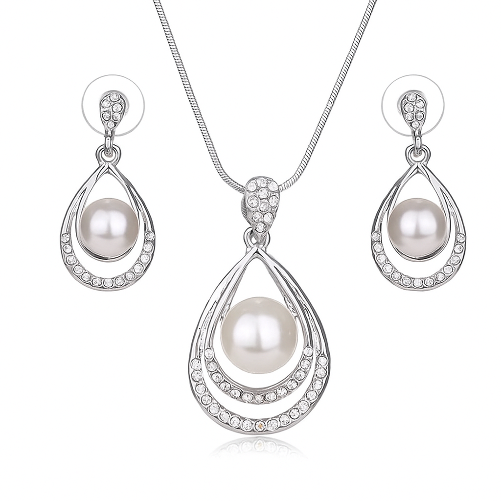 Necklace and Earring with Pearls